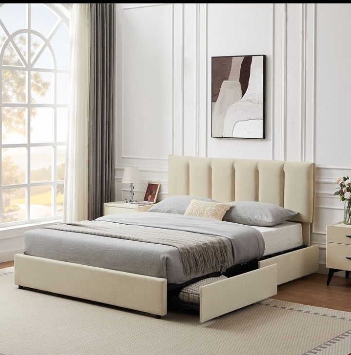 Chanel Back Bedframe with storage compartment 