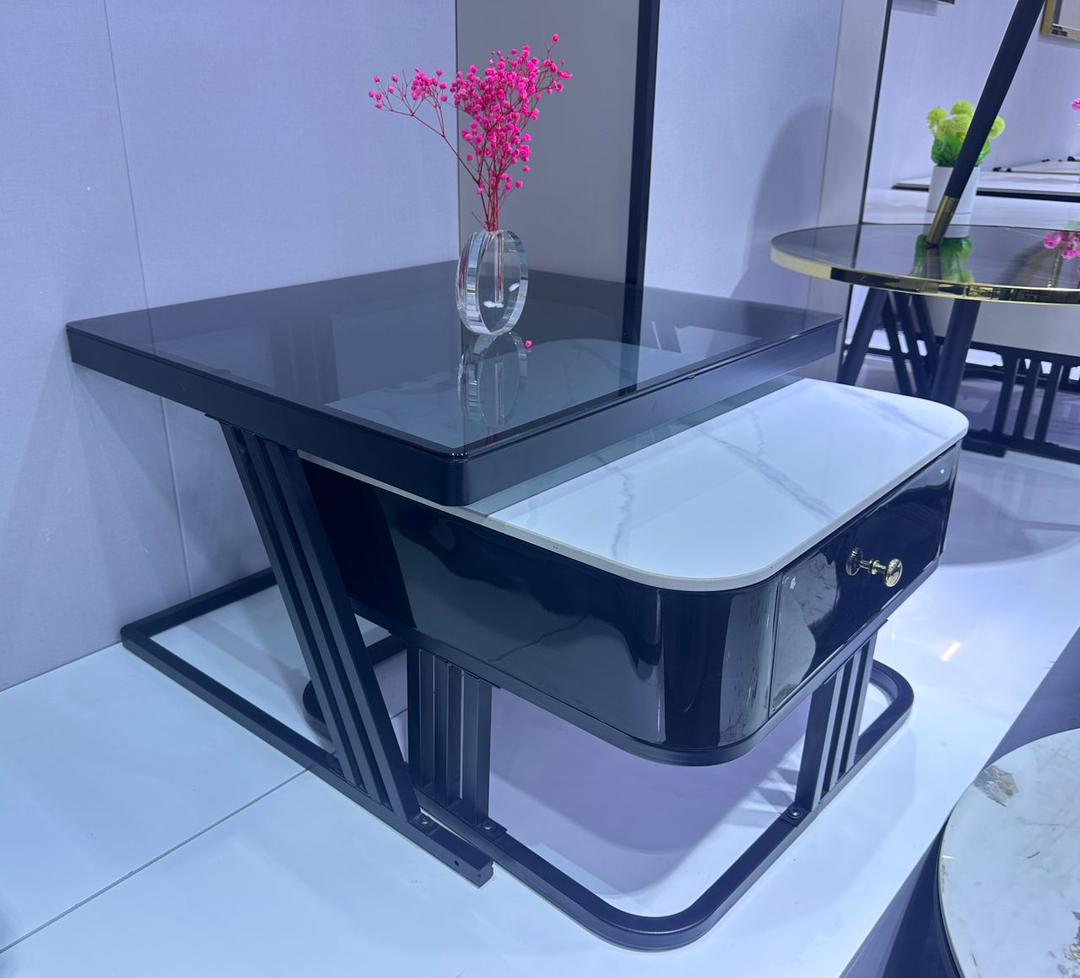 2in1 Adjustable Marble and Glass Center Table 